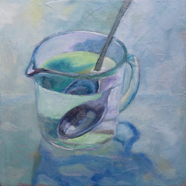 Pintura intitulada "Jug and Spoon" por Chris Derrick, Obras de arte originais, Óleo