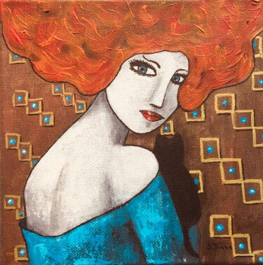Painting titled "Kelly" by Salette Viana, Original Artwork, Acrylic Mounted on Wood Stretcher frame