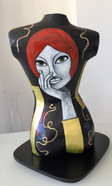 Skulptur mit dem Titel "Buste  dos" von Salette Viana, Original-Kunstwerk, Acryl