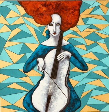 Painting titled "Elise" by Salette Viana, Original Artwork, Acrylic Mounted on Wood Stretcher frame