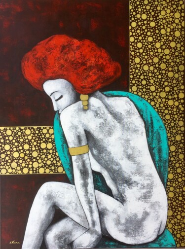 Painting titled "Roxane" by Salette Viana, Original Artwork, Acrylic Mounted on Wood Stretcher frame