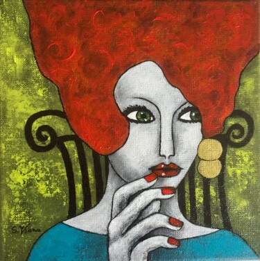 Painting titled "Léna" by Salette Viana, Original Artwork, Acrylic Mounted on Wood Stretcher frame