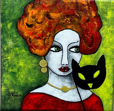 Painting titled "Caterine" by Salette Viana, Original Artwork, Acrylic