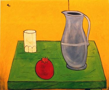 Painting titled "Still life with blu…" by Francisco Vidal, Original Artwork, Oil