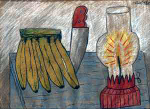 Drawing titled "still life with ban…" by Francisco Vidal, Original Artwork, Other