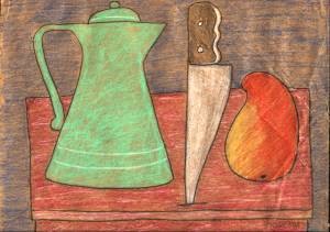 Drawing titled "still life with cof…" by Francisco Vidal, Original Artwork, Other