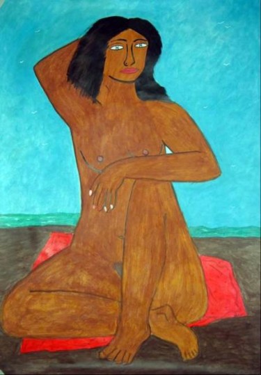 Drawing titled "Girl on The Beach" by Francisco Vidal, Original Artwork, Other