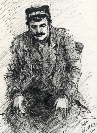 Рисунок под названием "Портрет" - Salidjon Mamatkulov, Подлинное произведение искусства