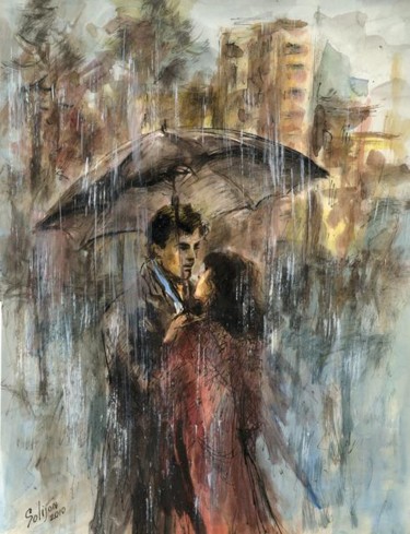 Рисунок под названием ""Проливной дождь" (…" - Salidjon Mamatkulov, Подлинное произведение искусства