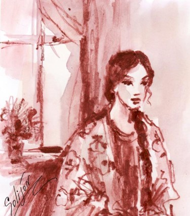 Drawing titled ""Анастасия"" by Salidjon Mamatkulov, Original Artwork