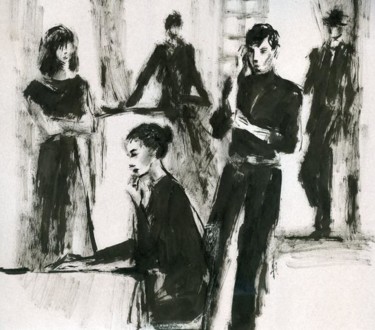 Рисунок под названием ""Артисты театра"" - Salidjon Mamatkulov, Подлинное произведение искусства