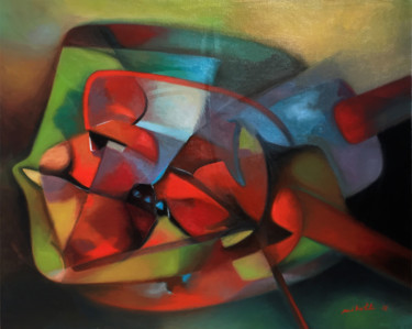 Painting titled "Poisson" by Salima Mékahli, Original Artwork, Oil