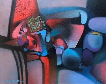 Métric Peinture intitulée "Métric" par Salima Mékahli, Œuvre d'art originale, Huile Monté sur Châssis en bois