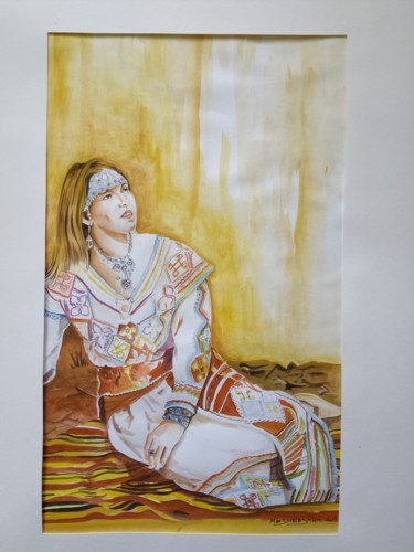 Schilderij getiteld "Une femme en robe k…" door Salim Mansouria, Origineel Kunstwerk