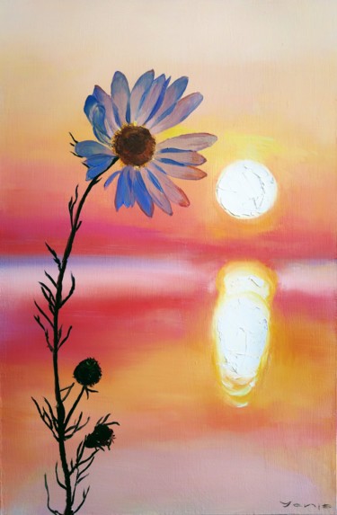 Painting titled "Two Suns" by Yanis Salimov, Original Artwork, Oil Mounted on Wood Panel