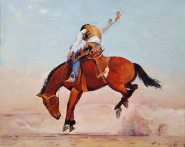 Painting titled "Horse - living power" by Yanis Salimov, Original Artwork, Oil Mounted on Wood Stretcher frame