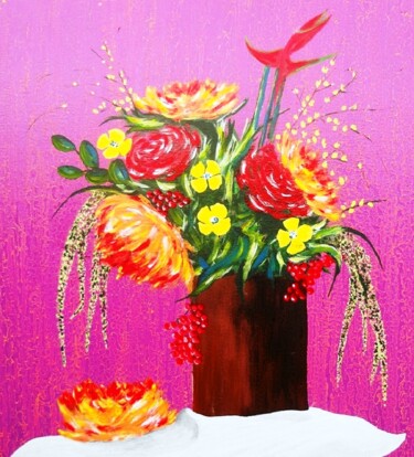 Painting titled "composition-florale…" by Lolo, Original Artwork