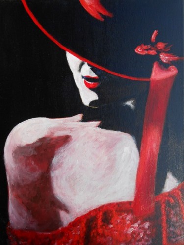 Peinture intitulée "la-dame-en-rouge.jpg" par Lolo, Œuvre d'art originale, Acrylique