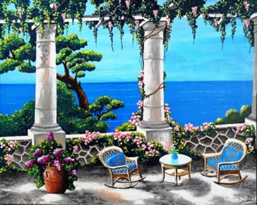 Peinture intitulée "terrasse-belle-vue.…" par Lolo, Œuvre d'art originale, Acrylique