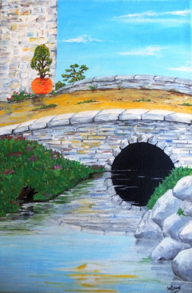 Peinture intitulée "pont-pont-pont-pont…" par Lolo, Œuvre d'art originale, Acrylique