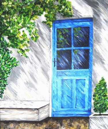 Painting titled "la-porte-bleue.jpg" by Lolo, Original Artwork, Acrylic