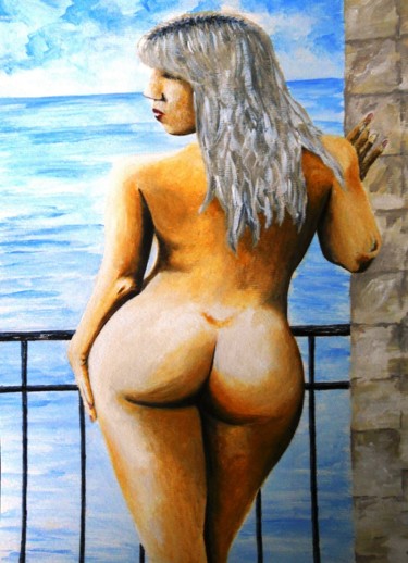 Painting titled "du-balcon.jpg" by Lolo, Original Artwork, Acrylic