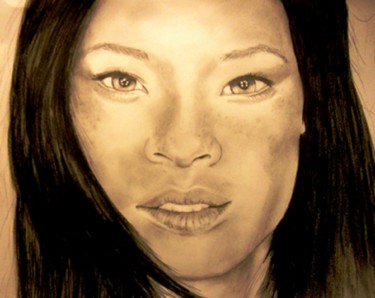 Drawing titled "lucy-liu.jpg" by Lolo, Original Artwork, Graphite