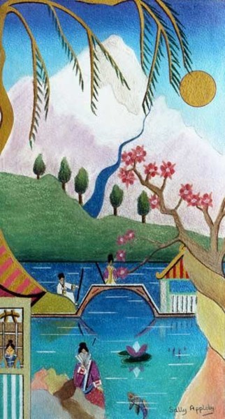 Peinture intitulée "Japanese Willow" par Sally Appleby, Œuvre d'art originale, Huile