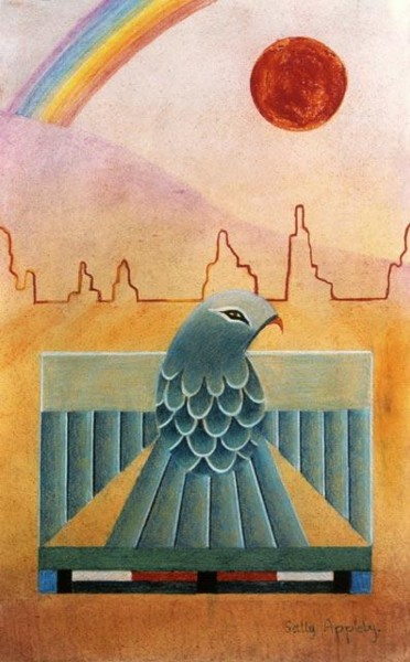 Peinture intitulée "Thunderbird with Ra…" par Sally Appleby, Œuvre d'art originale, Huile