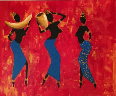 Ζωγραφική με τίτλο "FemmeAfricaine.jpg" από Salma Chaabane, Αυθεντικά έργα τέχνης, Ακρυλικό
