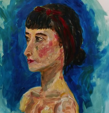 Malerei mit dem Titel "Portraitfemme.jpg" von Salma Chaabane, Original-Kunstwerk, Acryl