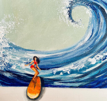 Pintura intitulada "Surfing Through The…" por Salma Motakef, Obras de arte originais, Acrílico Montado em Armação em madeira