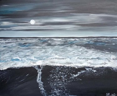 Peinture intitulée "Dark ocean" par Salma Erguiague, Œuvre d'art originale, Acrylique