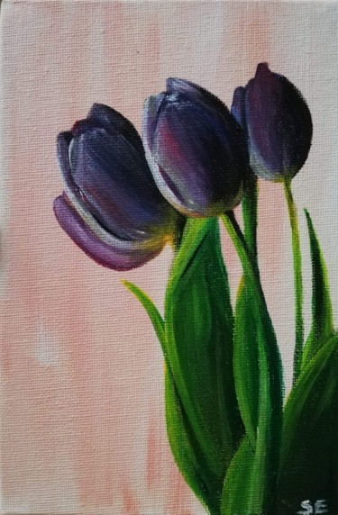 Painting titled "Tulipe" by Salma Erguiague, Original Artwork, Acrylic