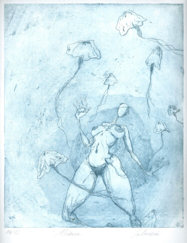 Gravures & estampes intitulée "Médusa" par Karine Salmieri, Œuvre d'art originale, Gravure