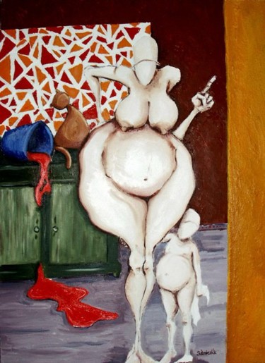 Peinture intitulée "bétise" par Karine Salmieri, Œuvre d'art originale