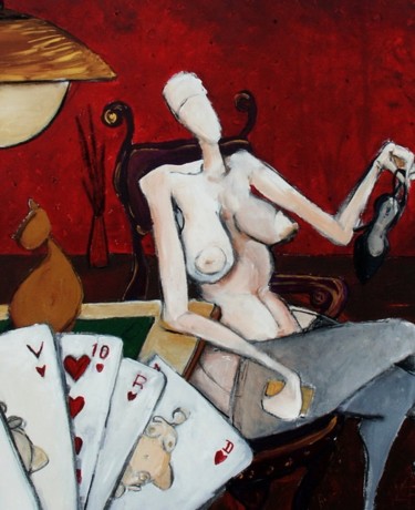 Schilderij getiteld "strip poker" door Karine Salmieri, Origineel Kunstwerk