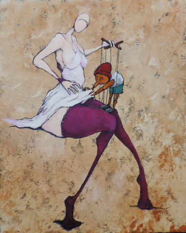 Peinture intitulée "Pinocchio" par Karine Salmieri, Œuvre d'art originale, Acrylique