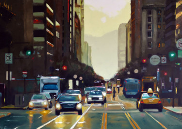 Painting titled "San-Francisco.jpg" by Jean-Claude Salmon, Original Artwork, Oil Mounted on Wood Stretcher frame