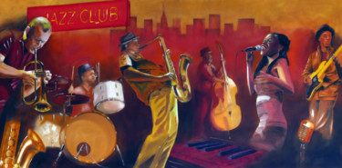 Painting titled "Jazz" by Jean-Claude Salmon, Original Artwork, Oil