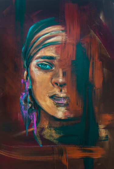 Картина под названием "LENA" - Salomé Pilot (Nomé), Подлинное произведение искусства, Акрил Установлен на Деревянная рама дл…