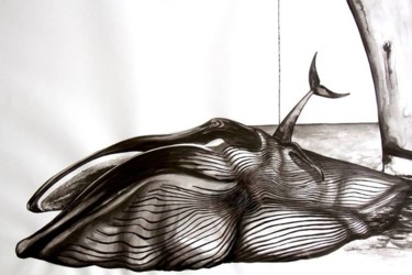 Peinture intitulée "Baleine" par Salomé Myrna, Œuvre d'art originale, Encre
