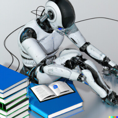 Digital Arts titled "Robot reader" by Salomon Hazan, Original Artwork, AI generated image