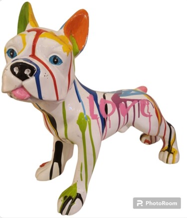 Sculpture titled "Happy dog" by Saloua Mercier, Original Artwork, Acrylic