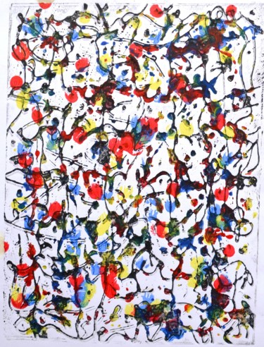 Estampas & grabados titulada "Joy of colours" por Salubi Onakufe Onakufe, Obra de arte original, Monotipia