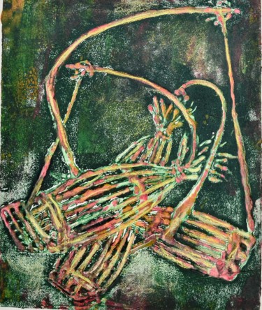 Impressões e gravuras intitulada "Egbebdada(Fish Trap…" por Salubi Onakufe Onakufe, Obras de arte originais, Outro