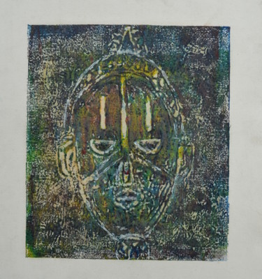 Gravures & estampes intitulée "African Mask" par Salubi Onakufe Onakufe, Œuvre d'art originale, Autre