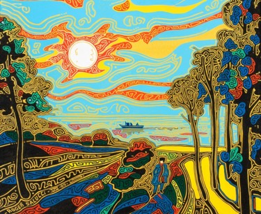 Peinture intitulée "27-Promenade-romant…" par Roger Salucci, Œuvre d'art originale, Acrylique