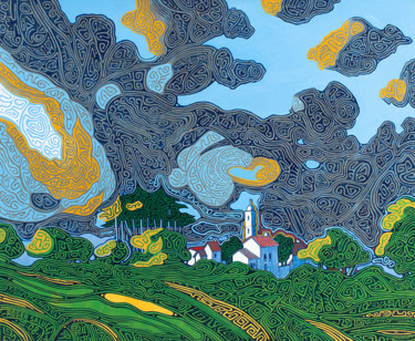 "3-village-imaginair…" başlıklı Tablo Roger Salucci tarafından, Orijinal sanat