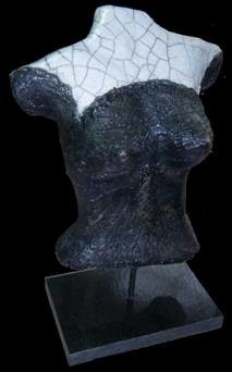 Sculpture intitulée "Buste Raku" par Salvador Christine, Œuvre d'art originale